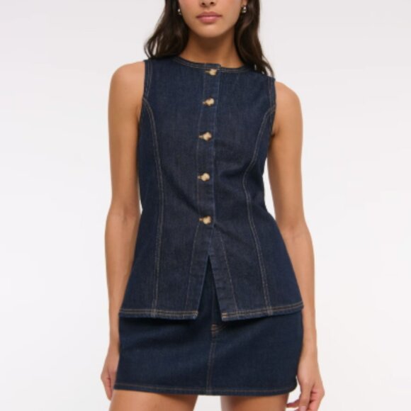 Abercrombie & Fitch Jackets & Blazers - NWT Abercrombie Denim Vest - S - Dark Denim